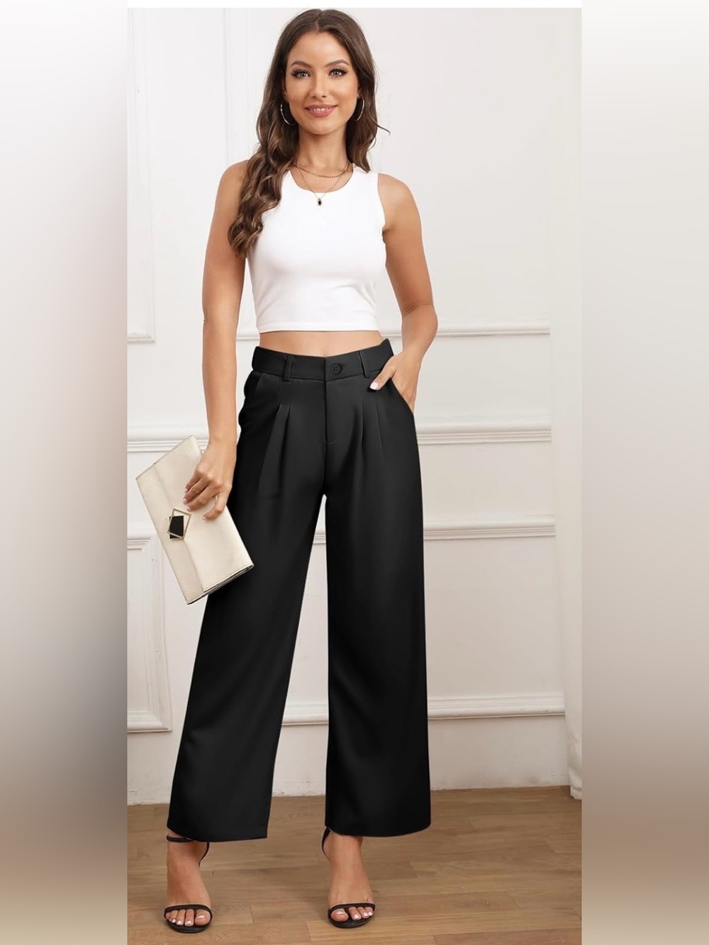 SoulShe (Amazon) Classic Wide-Leg Dress Pants - Black size XLarge (12/14)